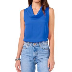 Vince Camuto Cobalt Blue Cowl Neck Blouse